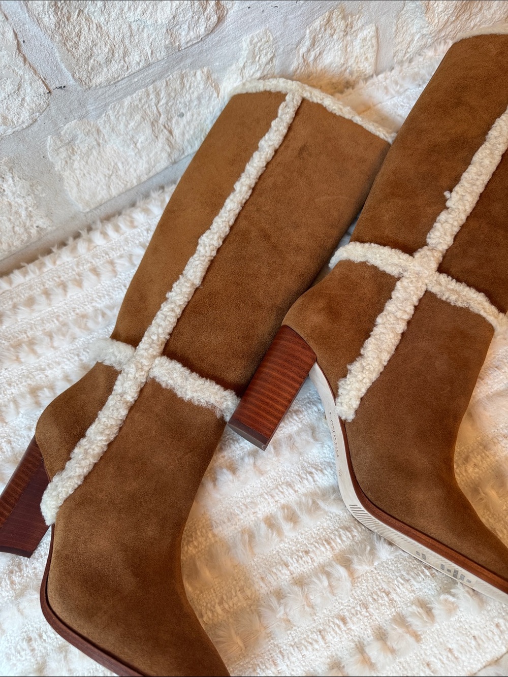 Lauren Ralph Lauren Chestnut Suede Tall Shearling-Trim Boots (Gorgeous) - Picture 5 of 11